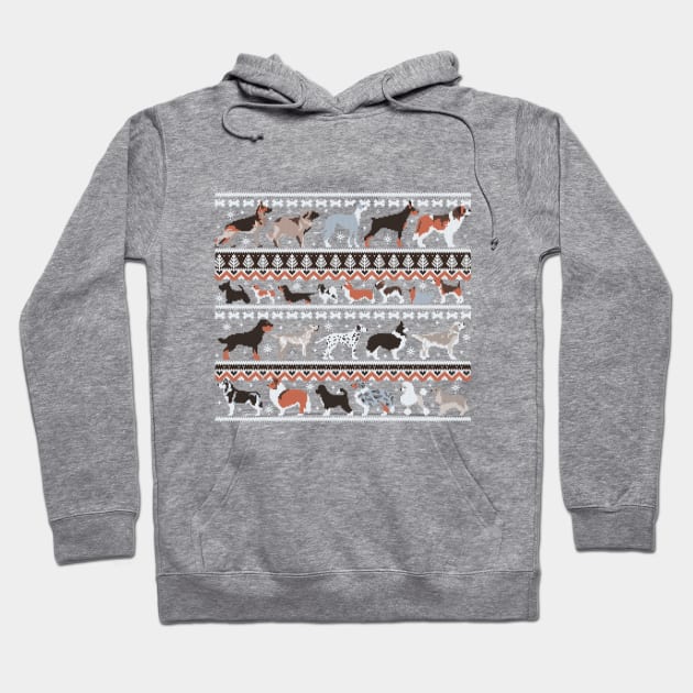 Fluffy and bright fair isle knitting doggie friends // brown orange white and grey dog breeds Hoodie by SelmaCardoso